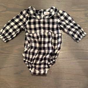 Cat & Jack Plaid Muslin-Like Long Sleeve Collard Baby Romper
